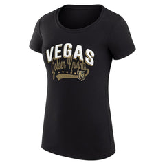Vegas Golden Knights G-III 4Her by Carl Banks Women's Super-Slim Fit Lightweight Filigree Logo T-Shirt – Black