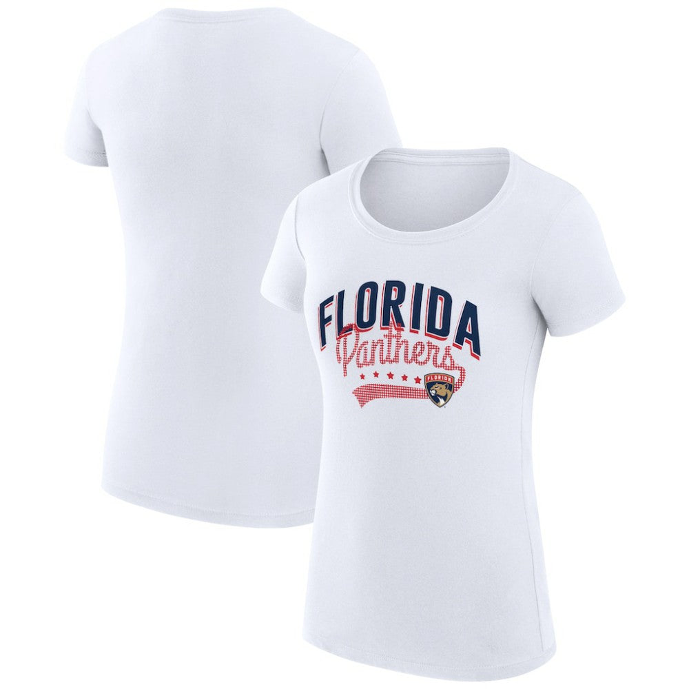 Florida Panthers G-III 4Her by Carl Banks Women's Super-Slim Fit Lightweight Filigree Logo T-Shirt – White