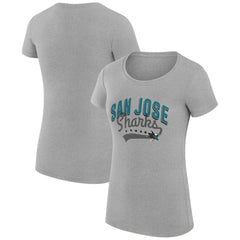 San Jose Sharks G-III 4Her by Carl Banks Women's Super-Slim Fit Lightweight Filigree Logo T-Shirt – Gray