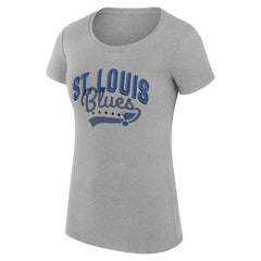 St. Louis Blues G-III 4Her by Carl Banks Women's Super-Slim Fit Lightweight Filigree Logo T-Shirt – Gray