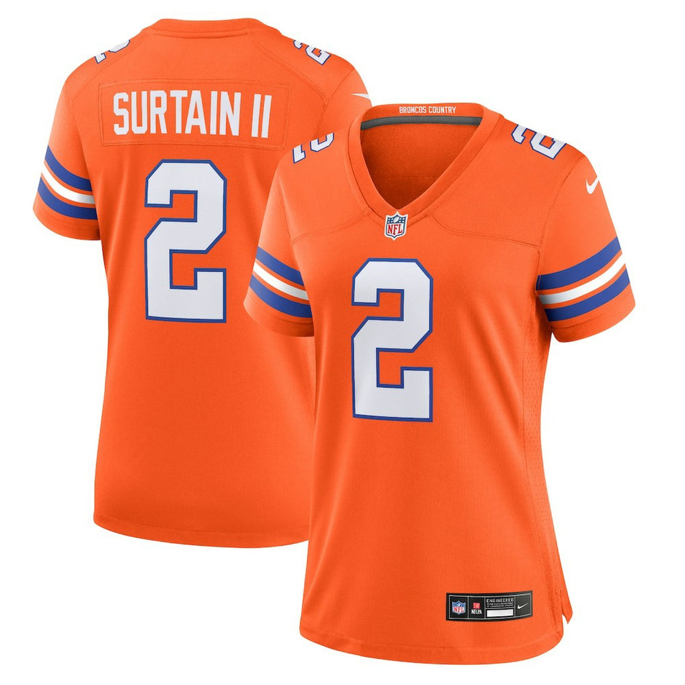 Patrick Surtain II Denver Broncos Women's Mile High Collection 1977 Throwback Player Game Jersey - Orange