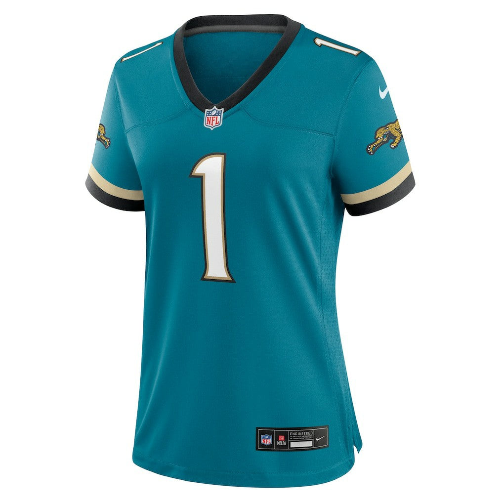 Travis Etienne Jr Jacksonville Jaguars Women's Prowler Throwback Game Jersey - Teal