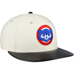 Chicago Cubs Game Night Leather Visor 59FIFTY Fitted Hat Cream | New Era