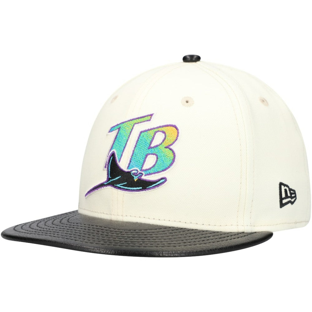 Tampa Bay Rays Game Night Leather Visor 59FIFTY Fitted Hat Cream | New Era