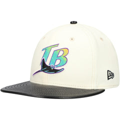 Tampa Bay Rays Game Night Leather Visor 59FIFTY Fitted Hat Cream | New Era
