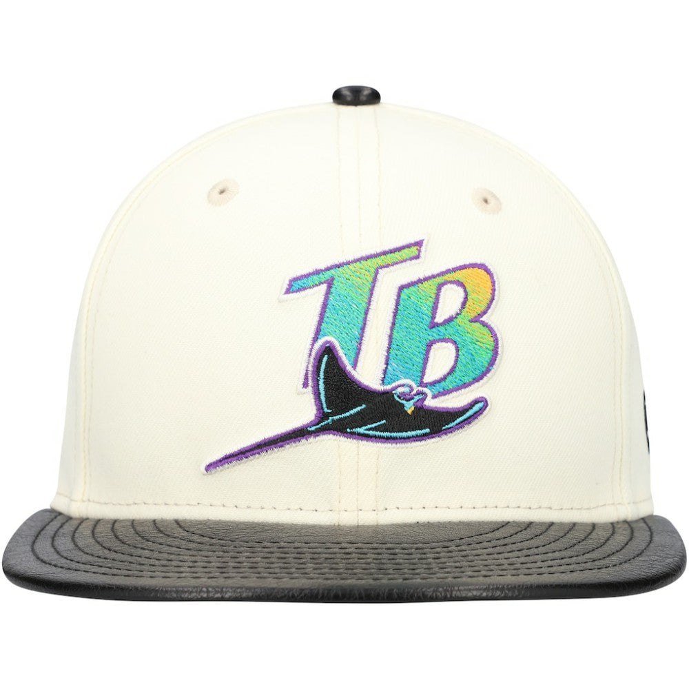 Tampa Bay Rays Game Night Leather Visor 59FIFTY Fitted Hat Cream | New Era