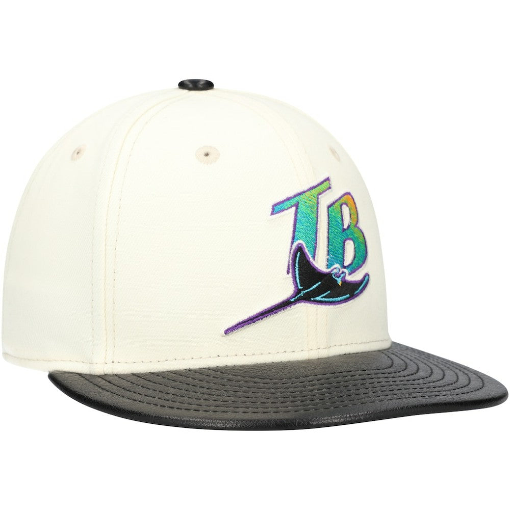 Tampa Bay Rays Game Night Leather Visor 59FIFTY Fitted Hat Cream | New Era