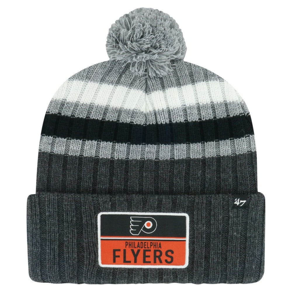 Philadelphia Flyers '47 Stack Patch Cuffed Knit Hat with Pom Gray