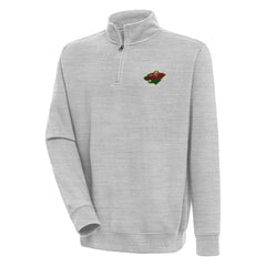 Minnesota Wild Antigua Victory Quarter-Zip Pullover Top Heather Gray