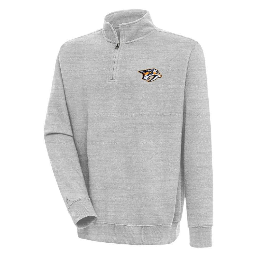Nashville Predators Antigua Victory Quarter-Zip Pullover Top Heather Gray