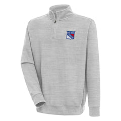 New York Rangers Antigua Victory Quarter-Zip Pullover Top Heather Gray