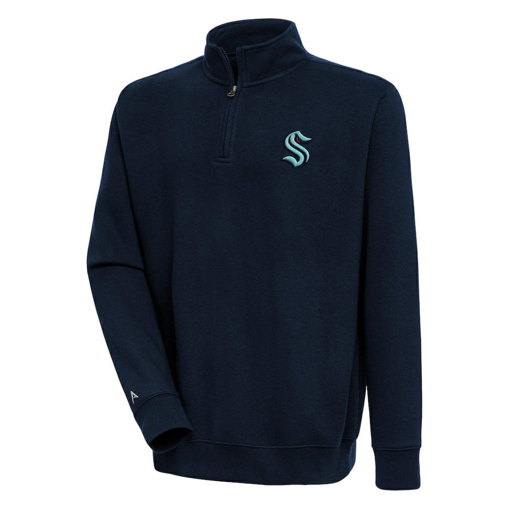Seattle Kraken Antigua Victory Quarter-Zip Pullover Top Navy