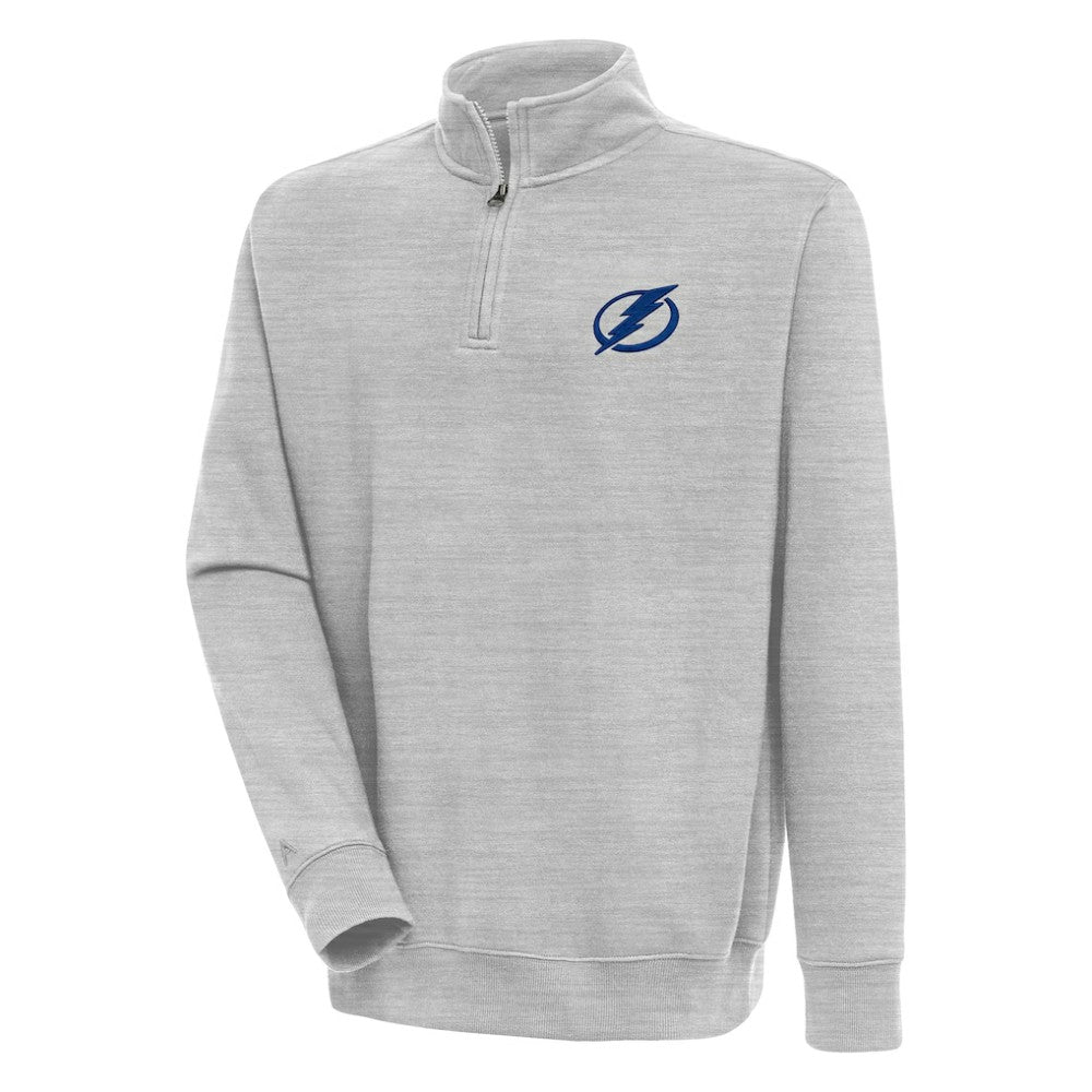 Tampa Bay Lightning Antigua Victory Quarter-Zip Pullover Top Heather Gray