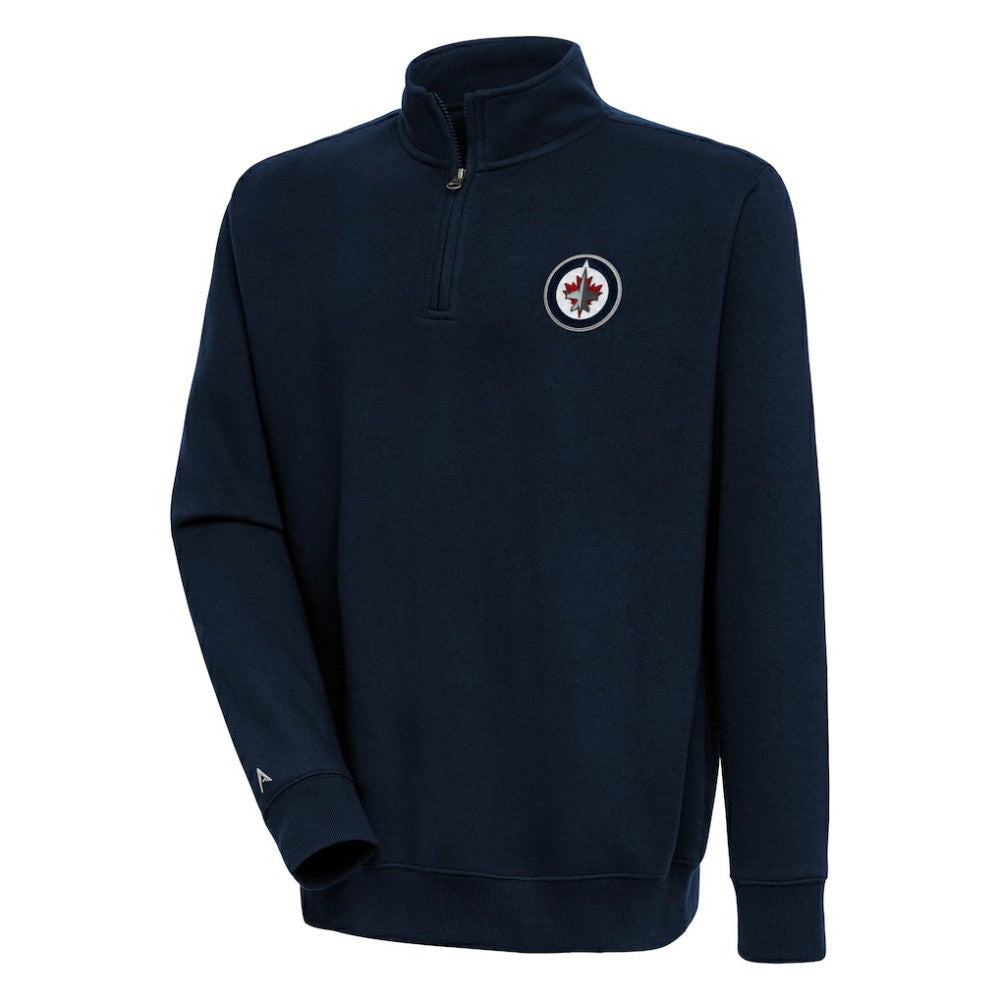 Winnipeg Jets Antigua Victory Quarter-Zip Pullover Top Navy