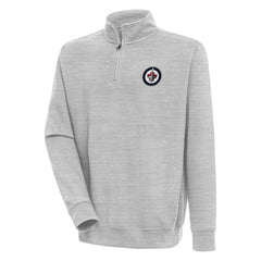 Winnipeg Jets Antigua Victory Quarter-Zip Pullover Top Heather Gray