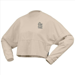 St. Louis Cardinals Women's Long Sleeve Cropped Jersey T-Shirt Cream