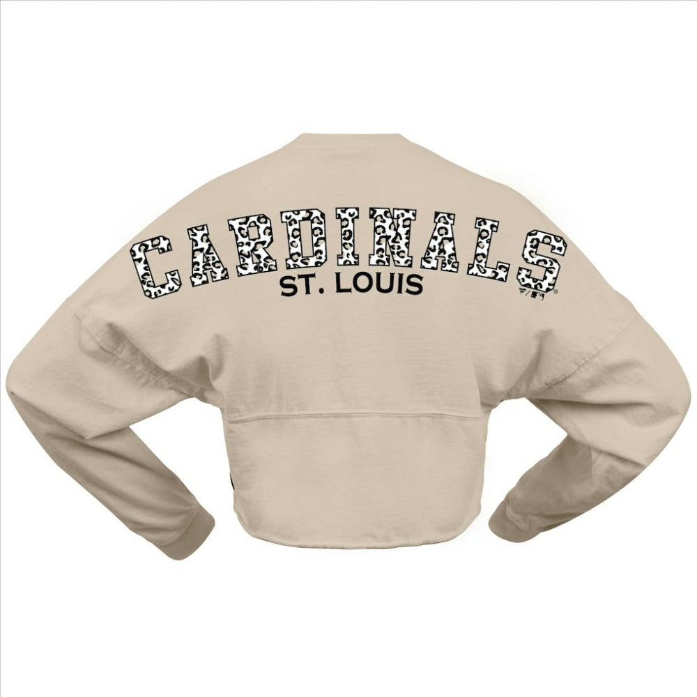 St. Louis Cardinals Women's Long Sleeve Cropped Jersey T-Shirt Cream
