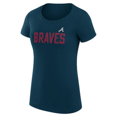 Atlanta Braves G-III 4Her by Carl Banks Women's Super-Slim Fit Lightweight Dot Print T-Shirt Navy