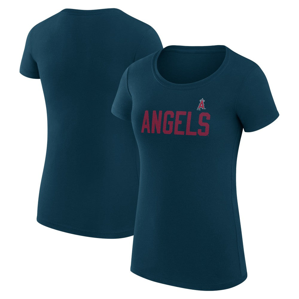 Los Angeles Angels G-III 4Her by Carl Banks Women's Super-Slim Fit Lightweight Dot Print T-Shirt Navy