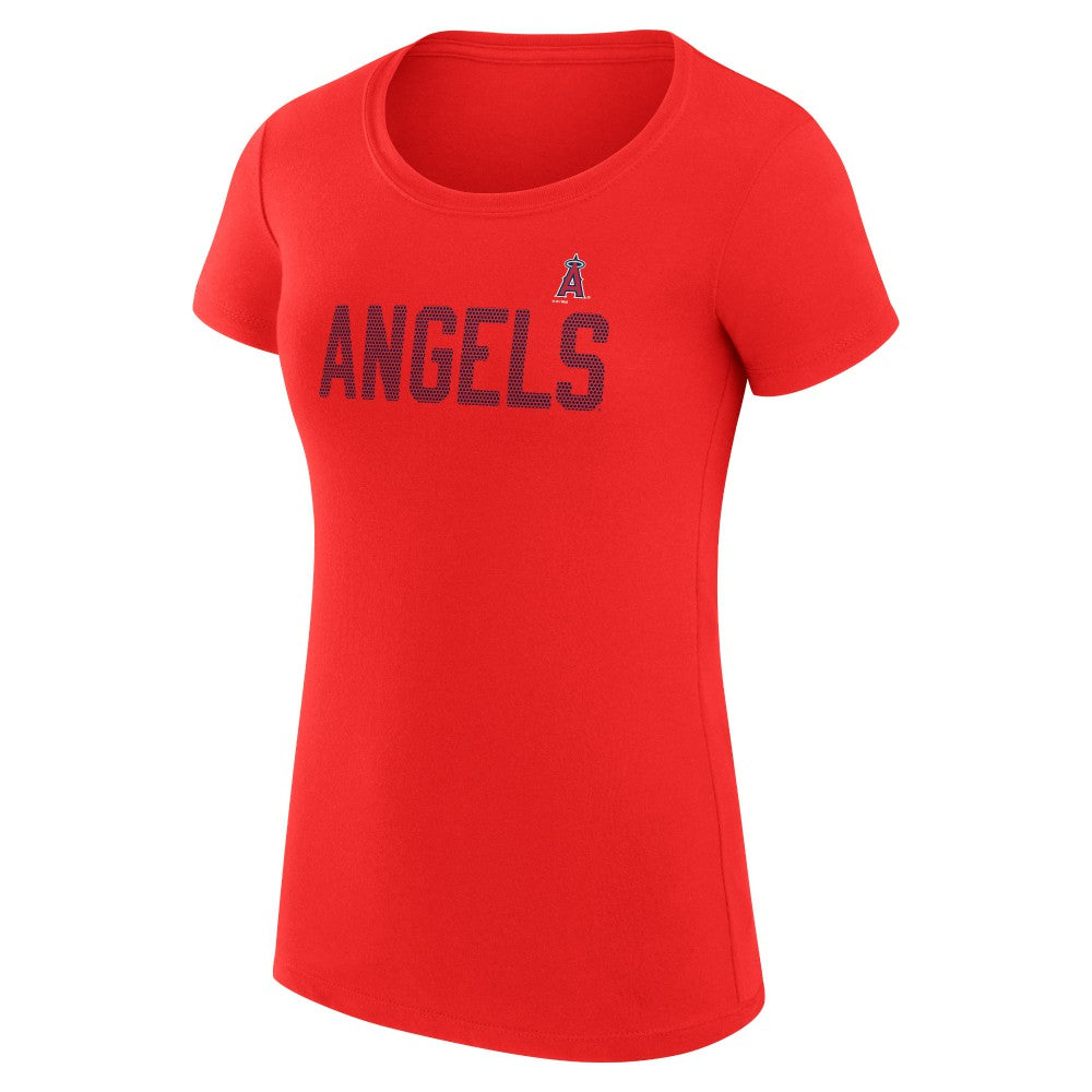 Los Angeles Angels G-III 4Her by Carl Banks Women's Super-Slim Fit Lightweight Dot Print T-Shirt Red
