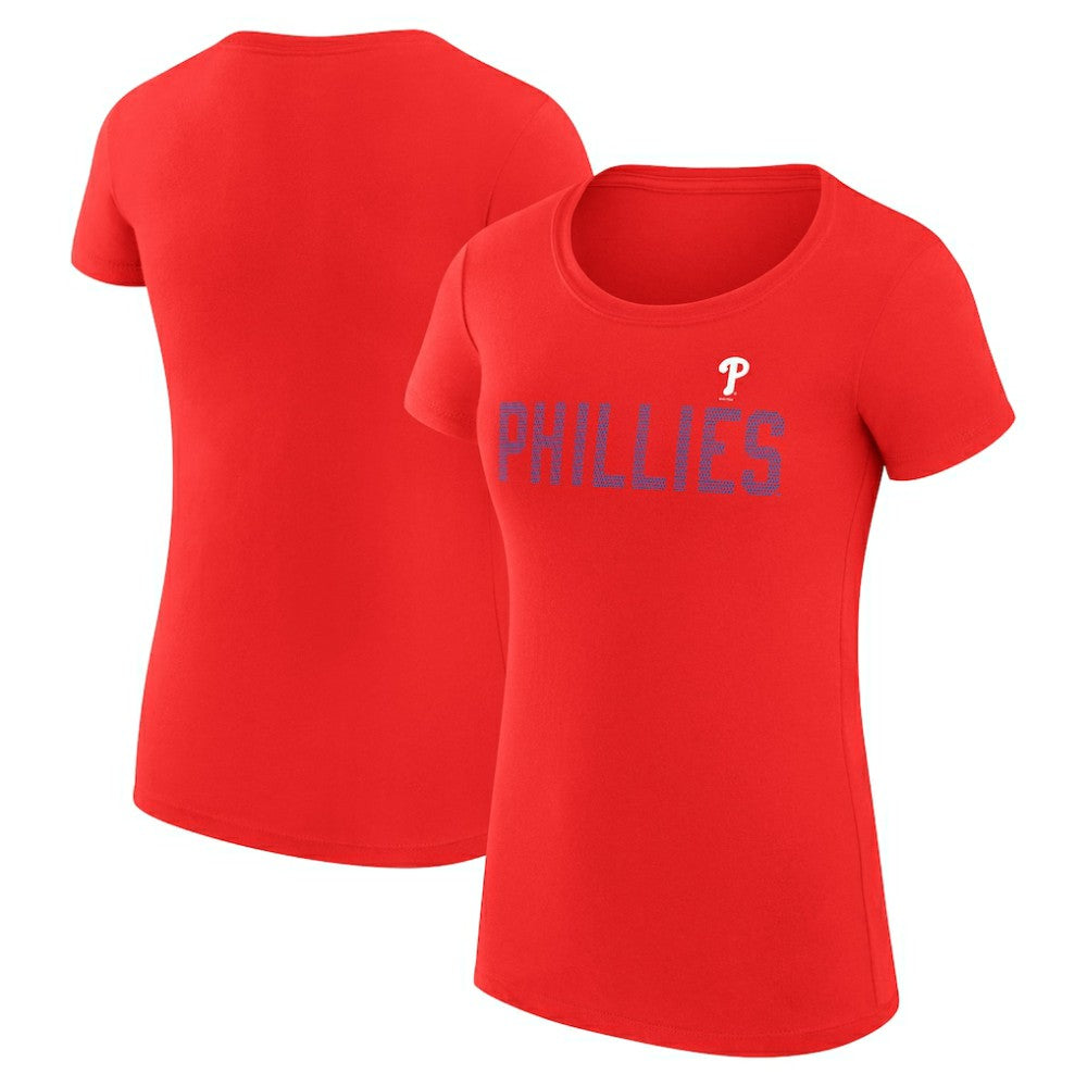 Philadelphia Phillies G-III 4Her by Carl Banks Women's Super-Slim Fit Lightweight Dot Print T-Shirt Red