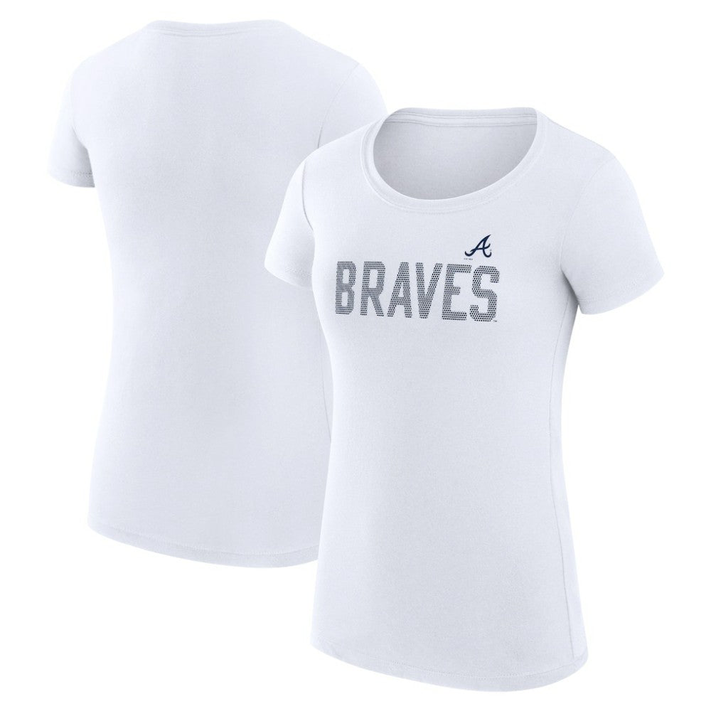 Atlanta Braves G-III 4Her by Carl Banks Women's Super-Slim Fit Lightweight Dot Print T-Shirt White