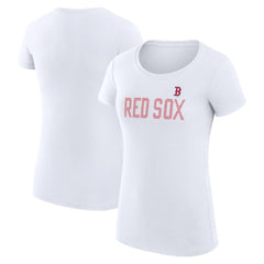 Boston Red Sox G-III 4Her by Carl Banks Women's Super-Slim Fit Lightweight Dot Print T-Shirt White