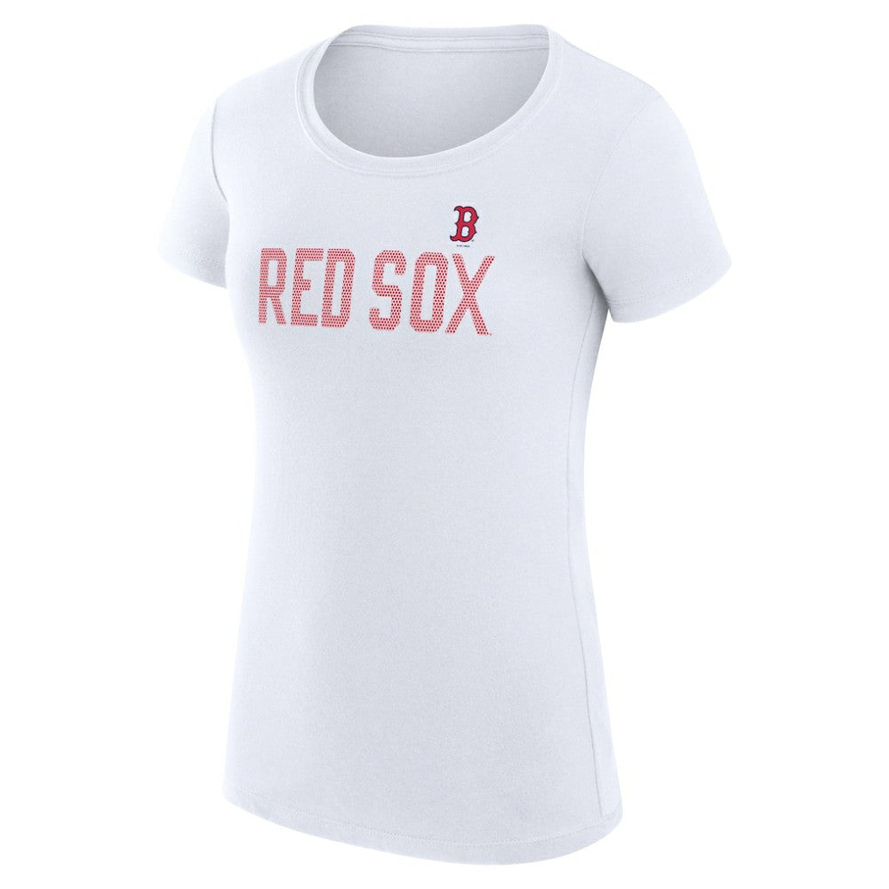 Boston Red Sox G-III 4Her by Carl Banks Women's Super-Slim Fit Lightweight Dot Print T-Shirt White