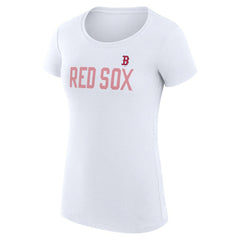 Boston Red Sox G-III 4Her by Carl Banks Women's Super-Slim Fit Lightweight Dot Print T-Shirt White