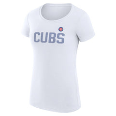 Chicago Cubs G-III 4Her by Carl Banks Women's Super-Slim Fit Lightweight Dot Print T-Shirt White
