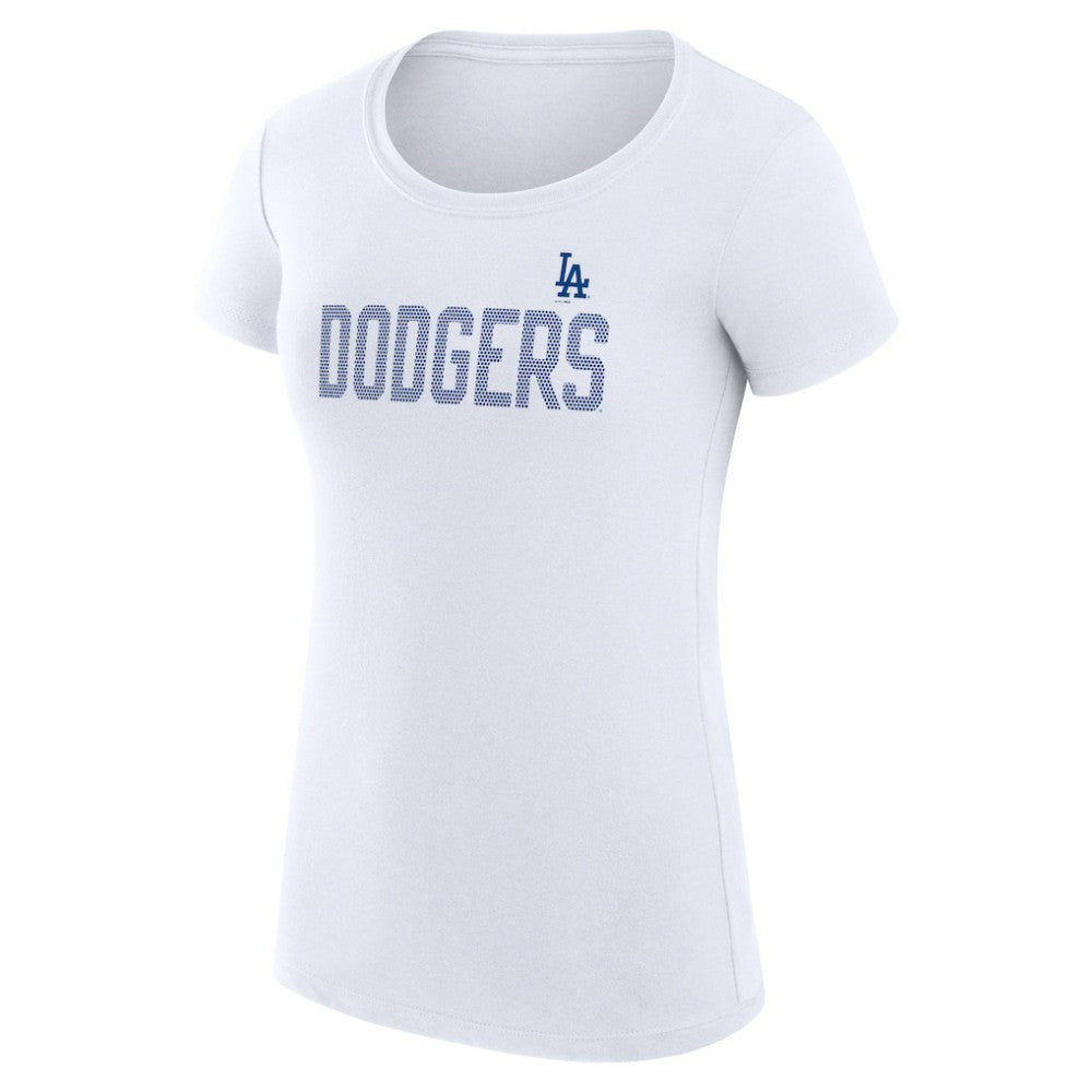 Los Angeles Dodgers G-III 4Her by Carl Banks Women's Super-Slim Fit Lightweight Dot Print T-Shirt White