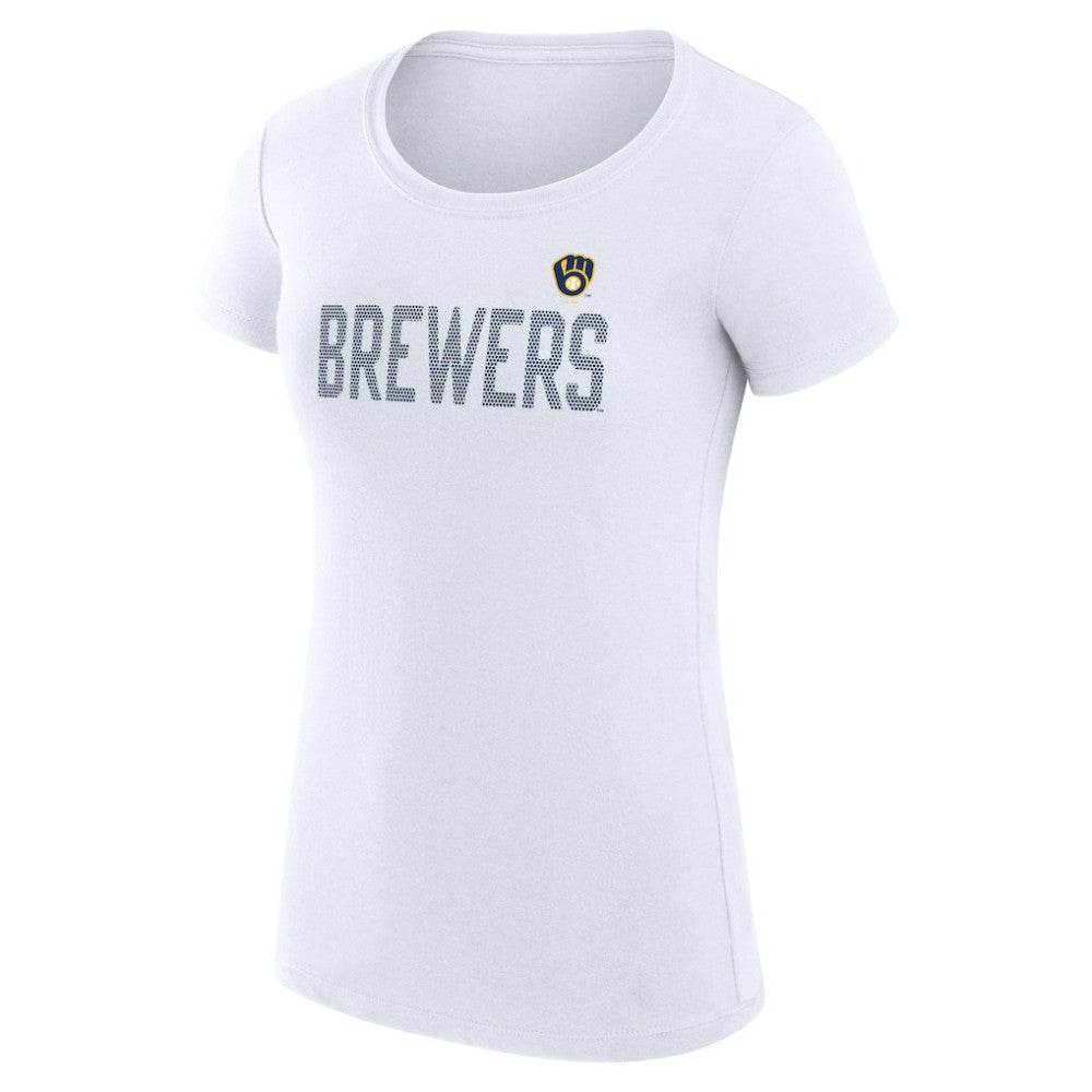 Milwaukee Brewers G-III 4Her by Carl Banks Women's Super-Slim Fit Lightweight Dot Print T-Shirt White