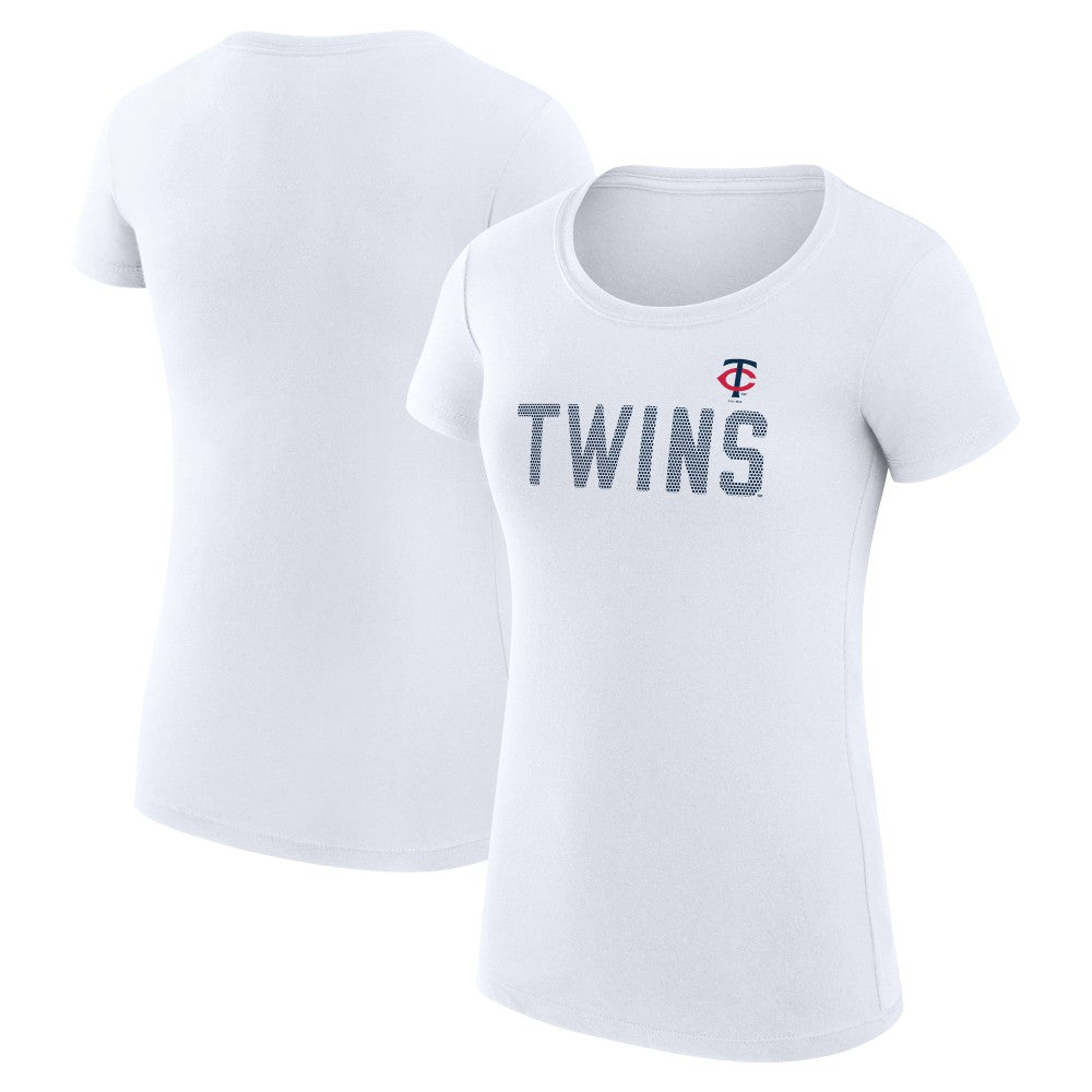 Minnesota Twins G-III 4Her by Carl Banks Women's Super-Slim Fit Lightweight Dot Print T-Shirt White