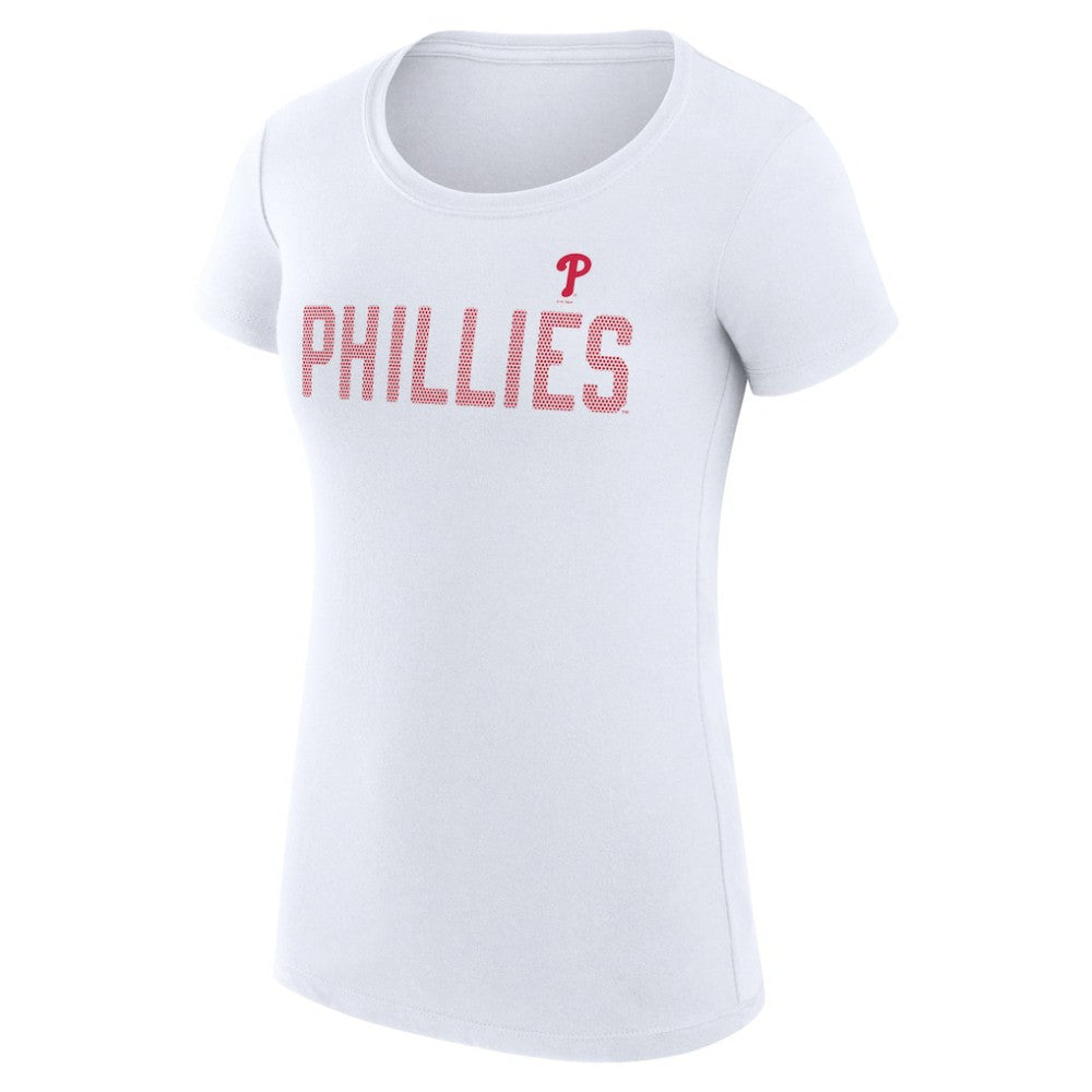 Philadelphia Phillies G-III 4Her by Carl Banks Women's Super-Slim Fit Lightweight Dot Print T-Shirt White