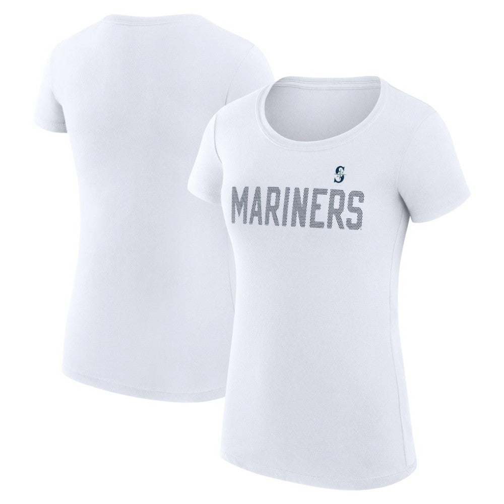 Seattle Mariners G-III 4Her by Carl Banks Women's Super-Slim Fit Lightweight Dot Print T-Shirt White