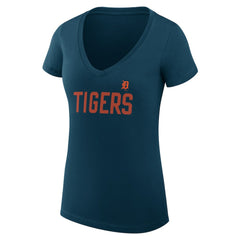 Detroit Tigers G-III 4Her by Carl Banks Women's Super-Slim Fit Lightweight Dot Print V-Neck T-Shirt Navy