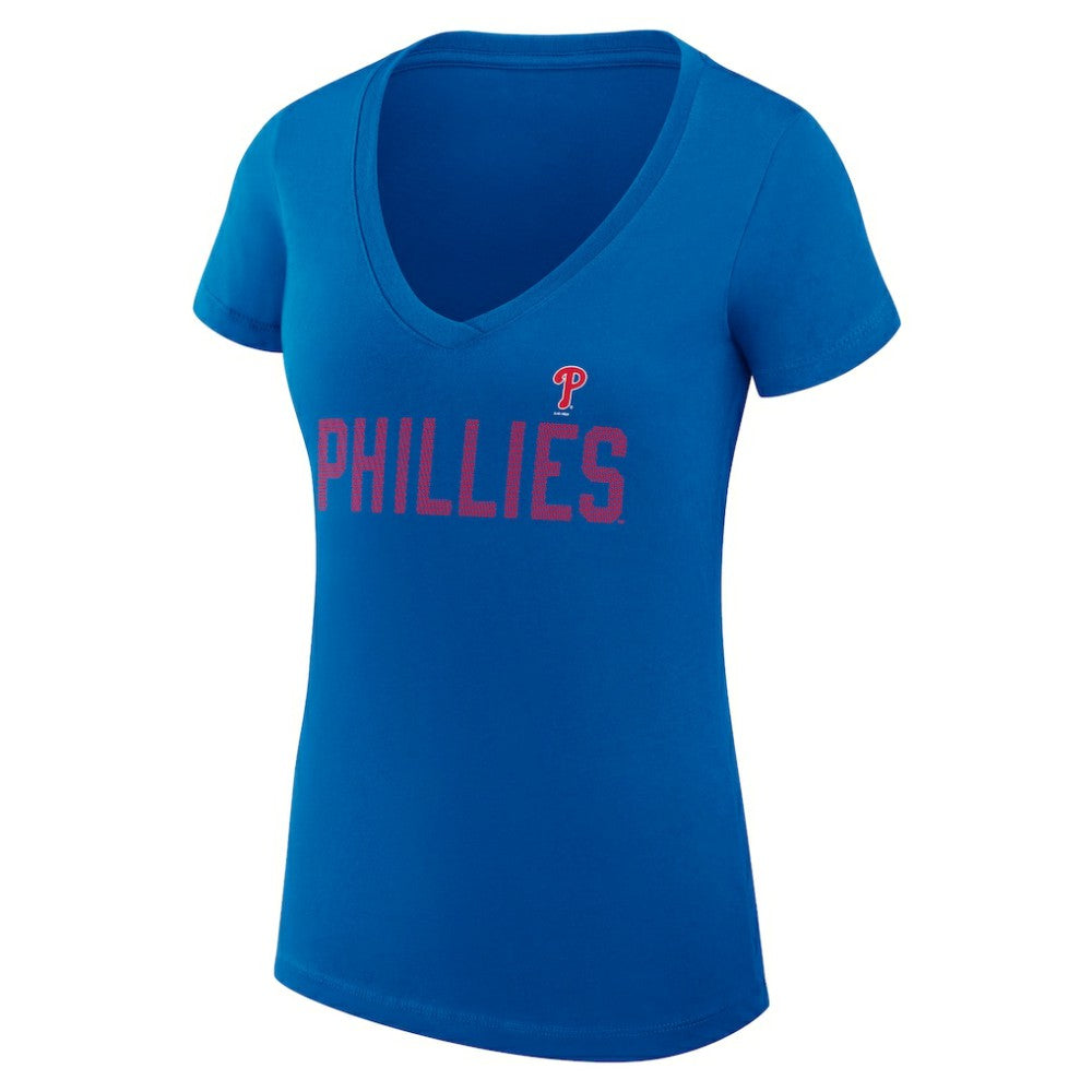 Philadelphia Phillies G-III 4Her by Carl Banks Women's Super-Slim Fit Lightweight Dot Print V-Neck T-Shirt Royal