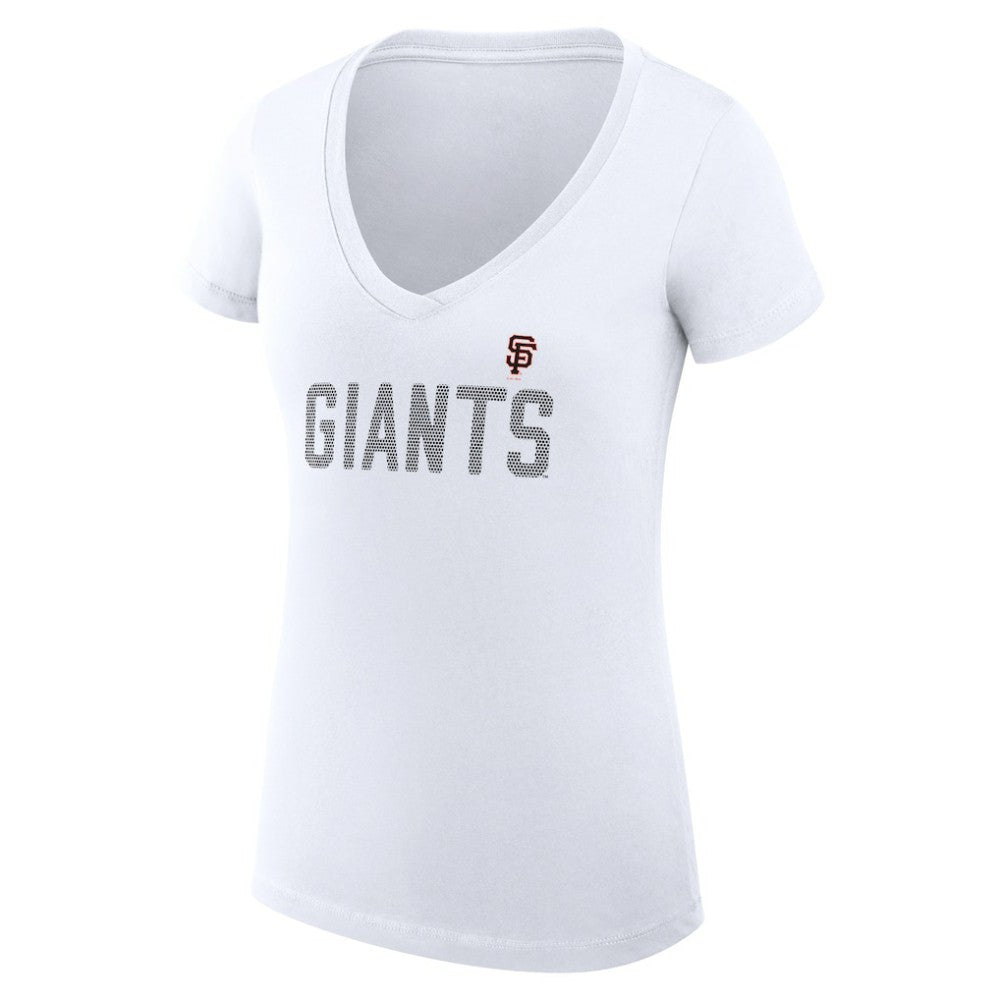 San Francisco Giants G-III 4Her by Carl Banks Women's Super-Slim Fit Lightweight Dot Print V-Neck T-Shirt White