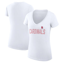 St. Louis Cardinals G-III 4Her by Carl Banks Women's Super-Slim Fit Lightweight Dot Print V-Neck T-Shirt White