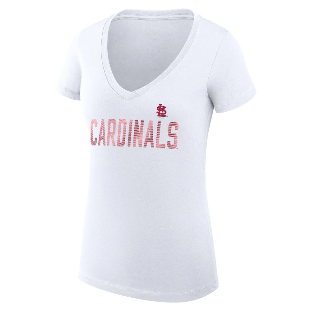 St. Louis Cardinals G-III 4Her by Carl Banks Women's Super-Slim Fit Lightweight Dot Print V-Neck T-Shirt White