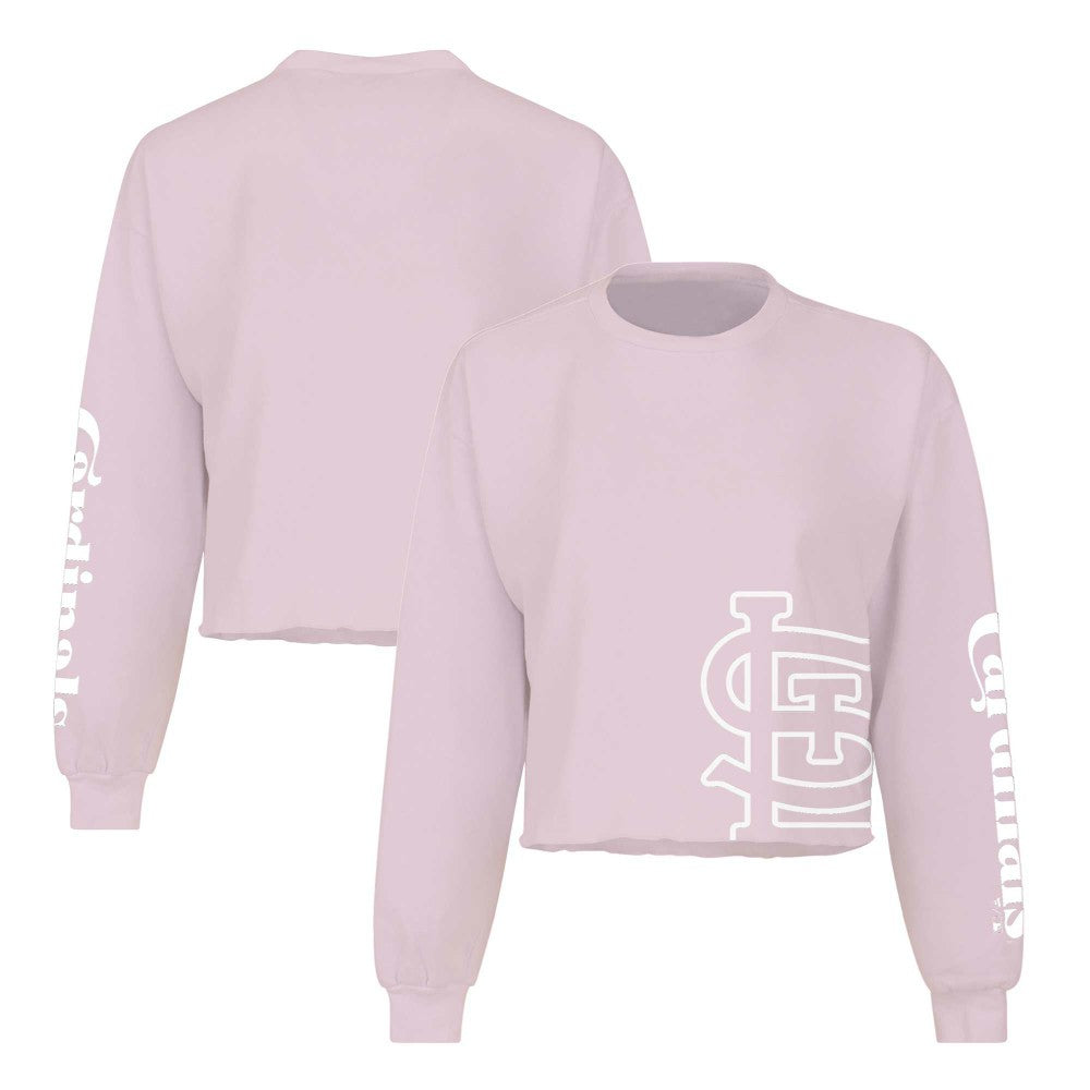 St. Louis Cardinals Women's Cropped Slouchy Long Sleeve T-Shirt Pink