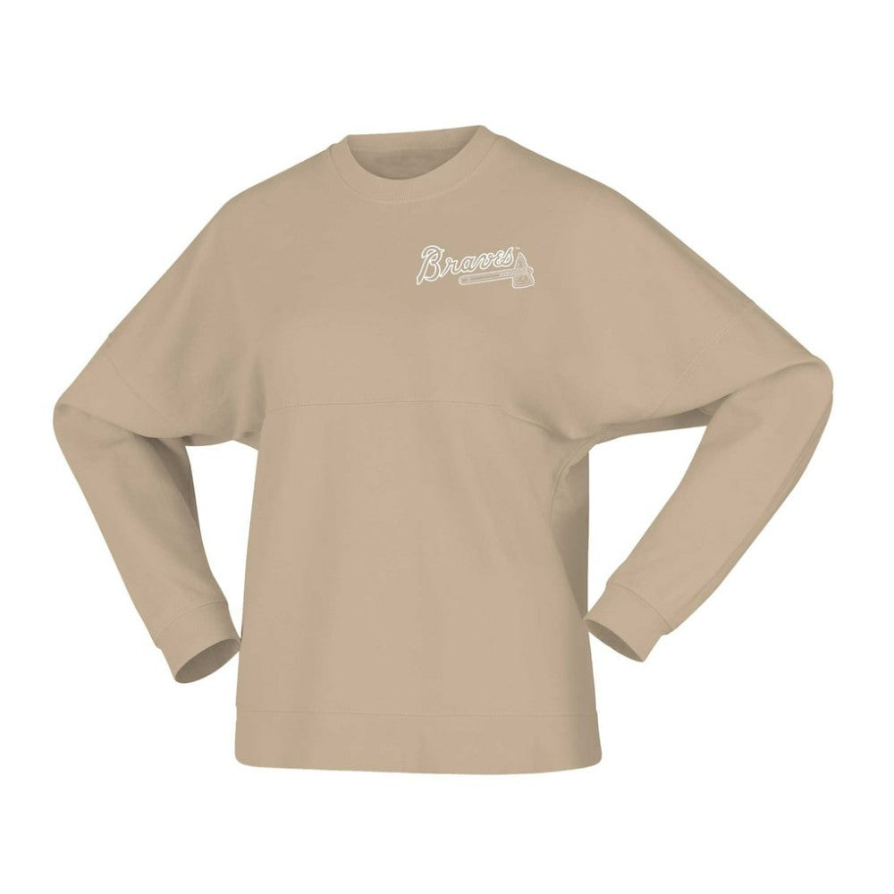 Atlanta Braves Women's Branded Fleece Pullover Sweatshirt Tan