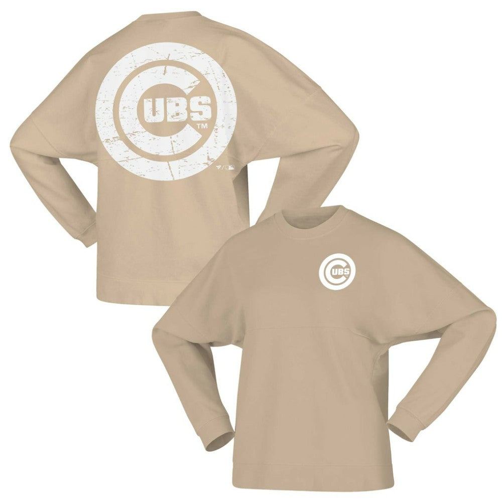 Chicago Cubs Women's Branded Fleece Pullover Sweatshirt Tan