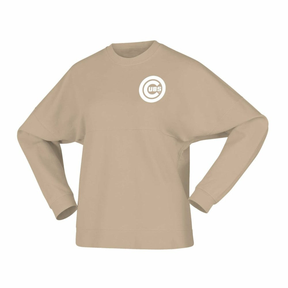 Chicago Cubs Women's Branded Fleece Pullover Sweatshirt Tan