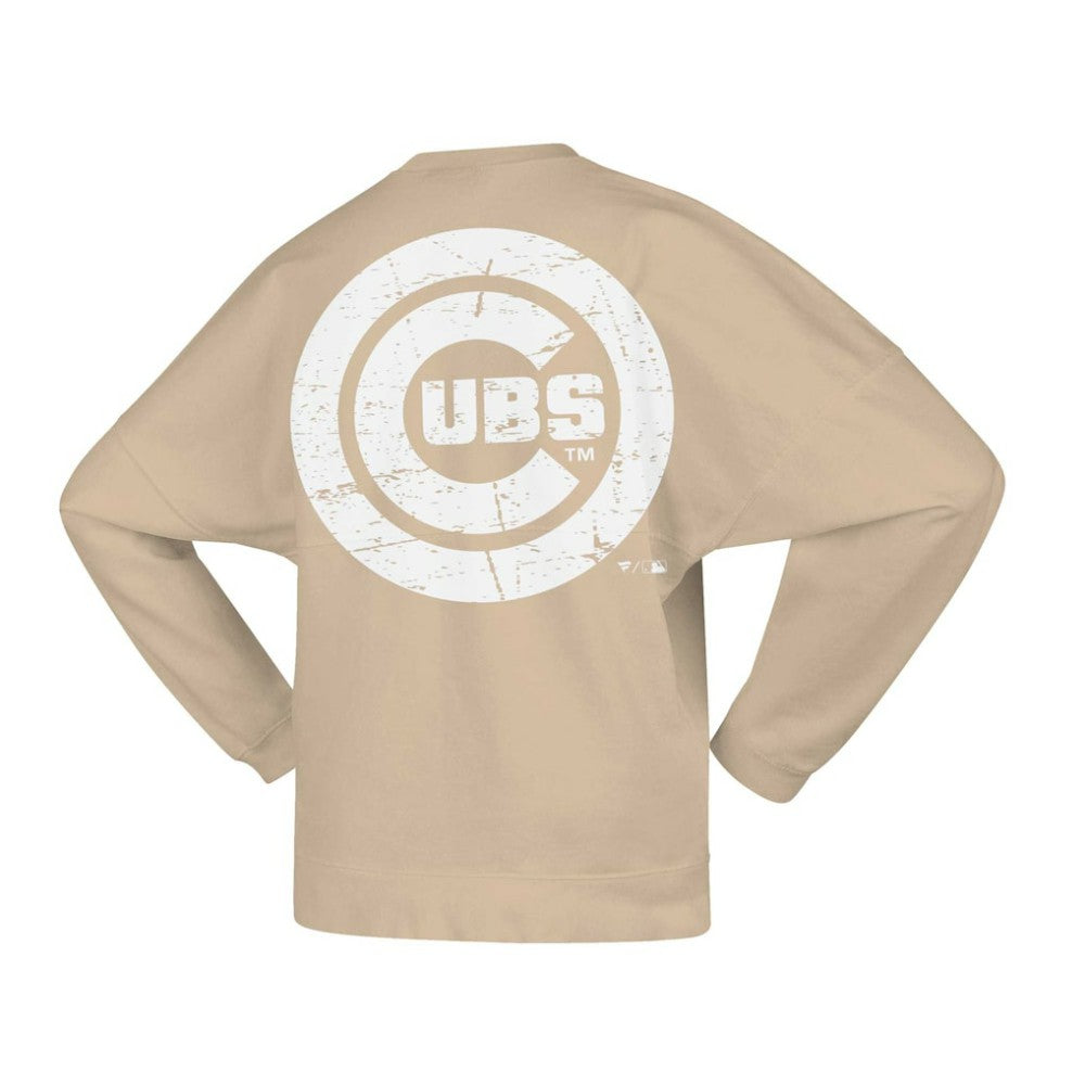 Chicago Cubs Women's Branded Fleece Pullover Sweatshirt Tan