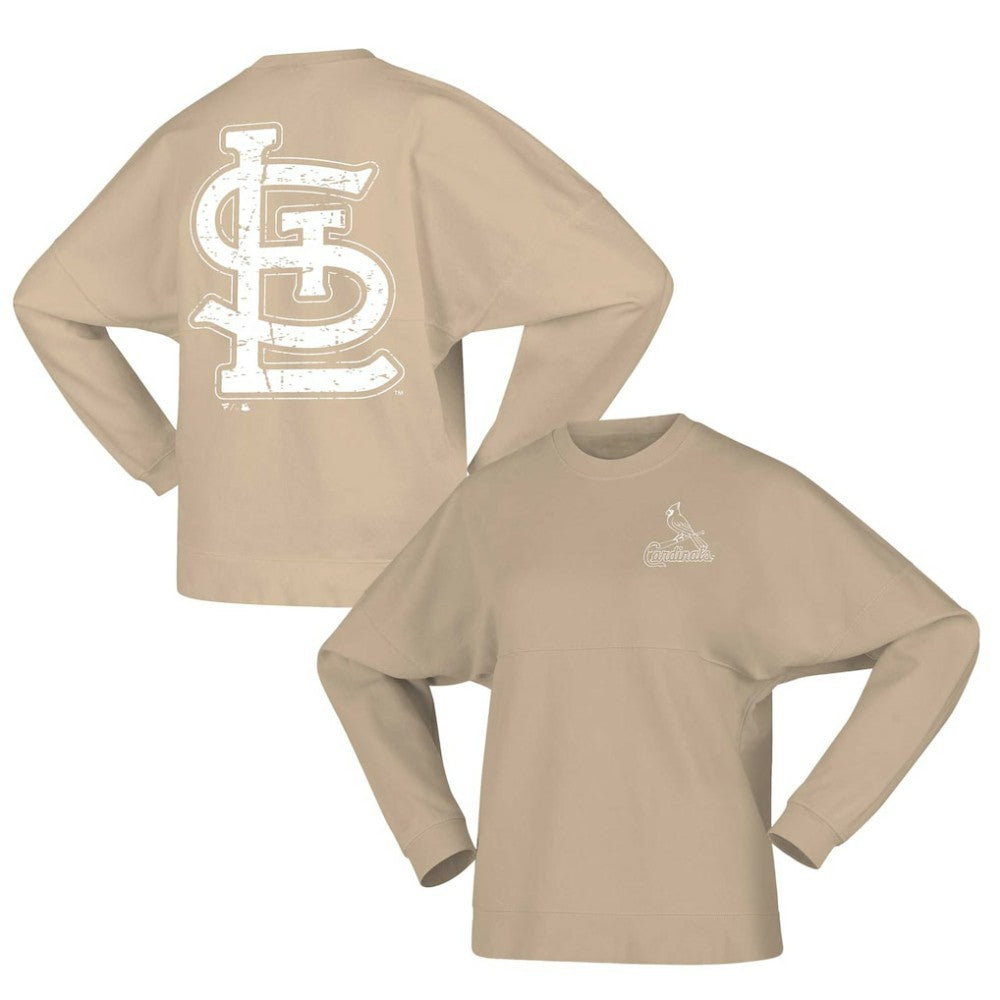 St. Louis Cardinals Women's Branded Fleece Pullover Sweatshirt Tan