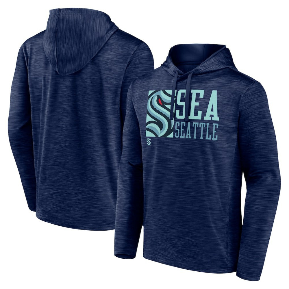 Seattle Kraken Fanatics Never Quit Pullover Hoodie Deep Sea Blue
