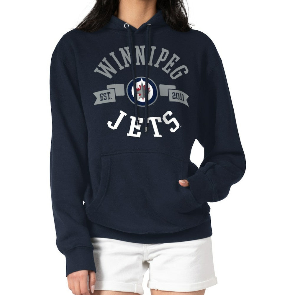 Winnipeg Jets G-III 4Her by Carl Banks Women's City Graphic Fleece Pullover Hoodie Navy
