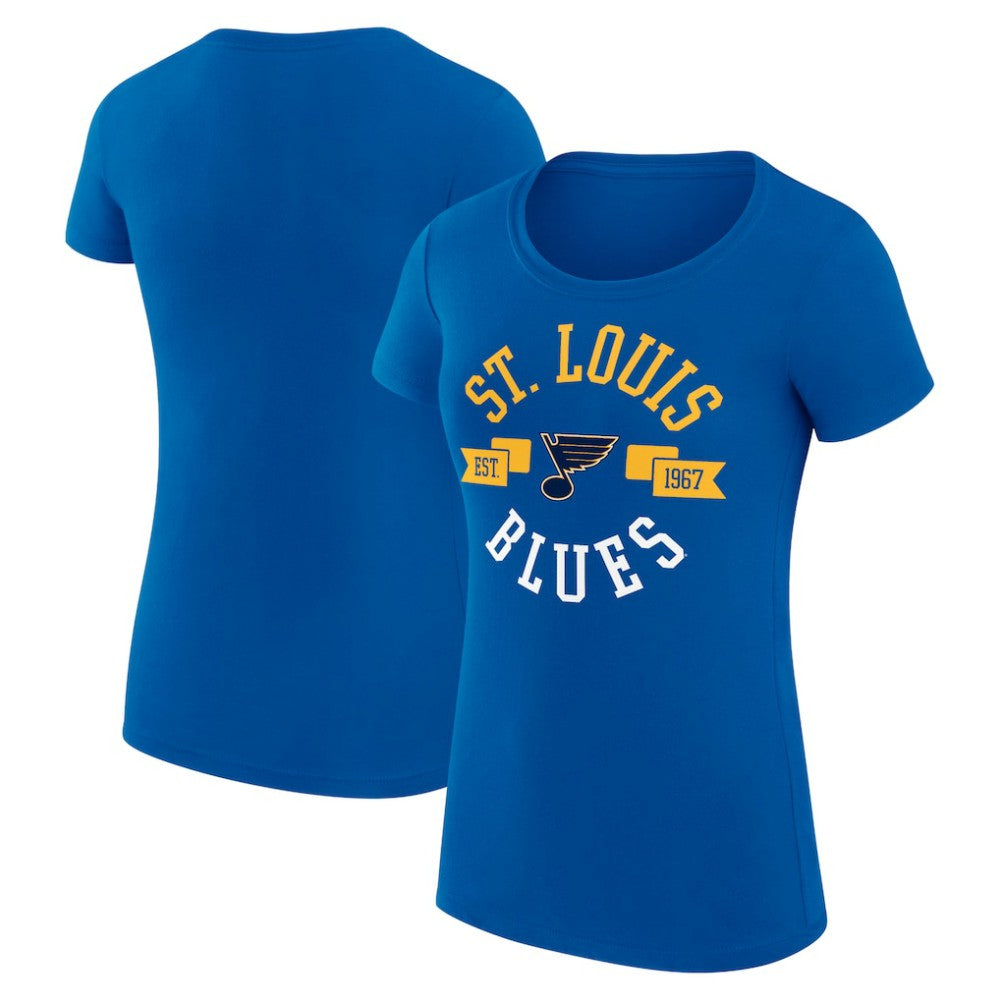 St. Louis Blues G-III 4Her by Carl Banks Women's Super-Slim Fit Lightweight City Graphic Sport Crewneck T-Shirt Royal