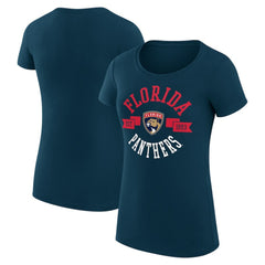 Florida Panthers G-III 4Her by Carl Banks Women's Super-Slim Fit Lightweight City Graphic Sport Crewneck T-Shirt Navy